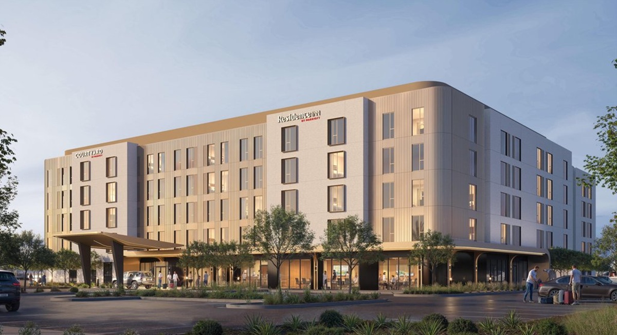 Rendering of the Courtyard Inn and Residence Inn by Marriott at Halo Vista.