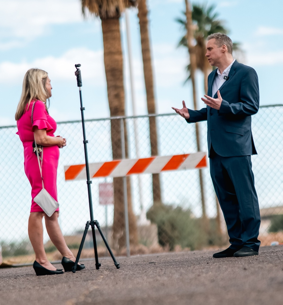 Aaron Auxier and Anne Ryman filming ABC 15 News Now - June 2026.