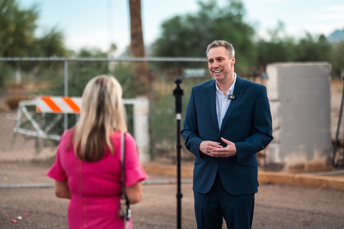 Aaron Auxier and Anne Ryman filming ABC 15 News Now - June 2026.