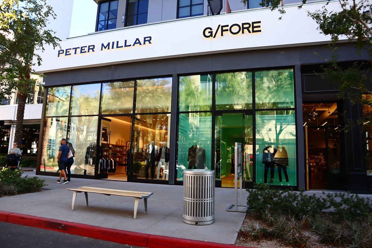 Luxury shopping at Scottsdale Quarter featuring Peter Millar and G/FORE boutiques in North Scottsdale, Arizona.