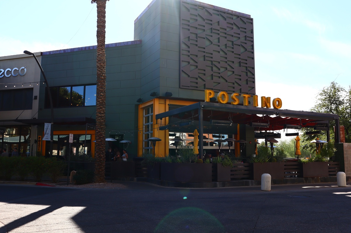 Postino restaurant at Kierland Commons in North Scottsdale, a popular destination for dining, shopping, and nightlife.