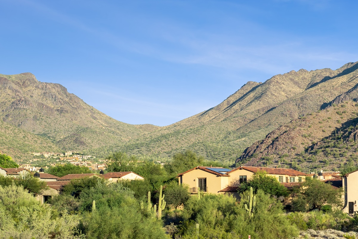 A photo of DC Ranch homes surrounded by desert scenery.