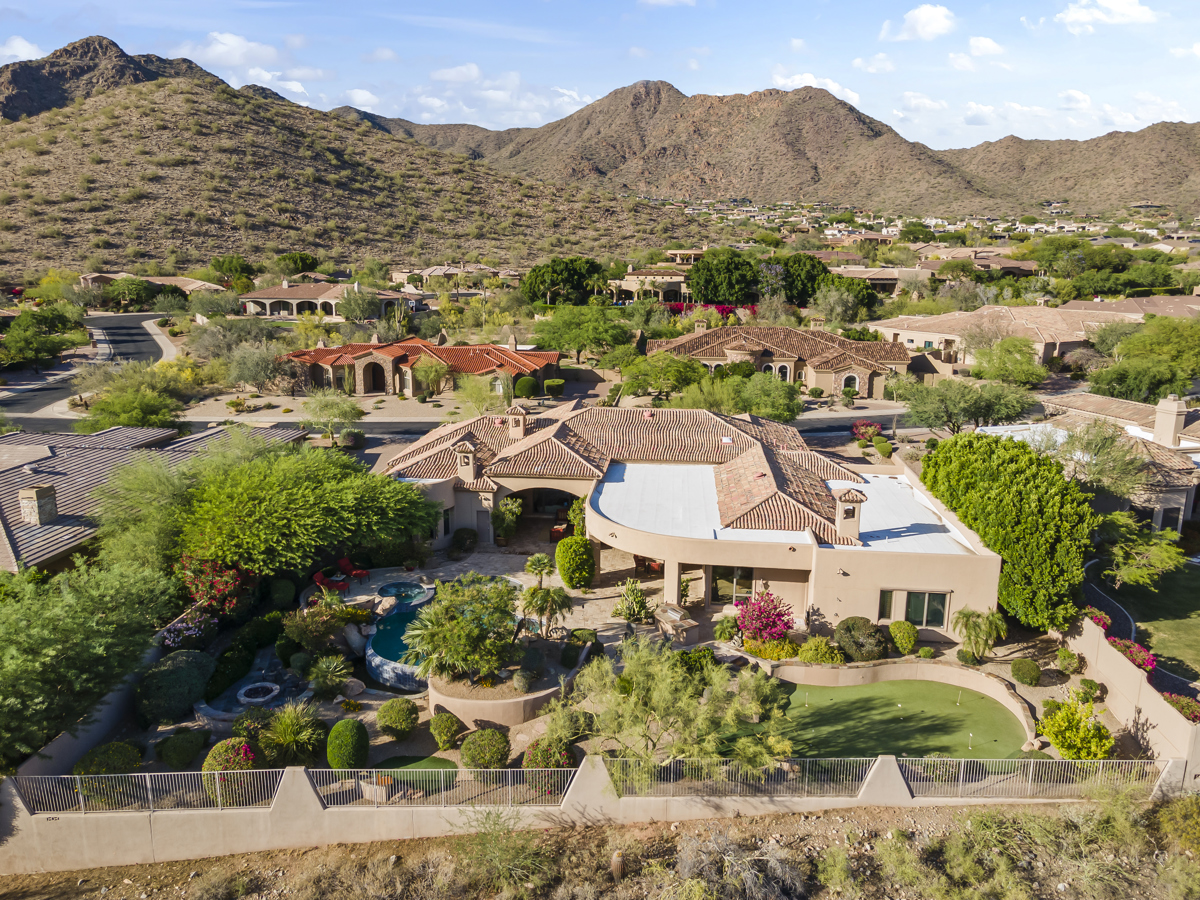 A photo of a Scottsdale luxury home with mountain views.