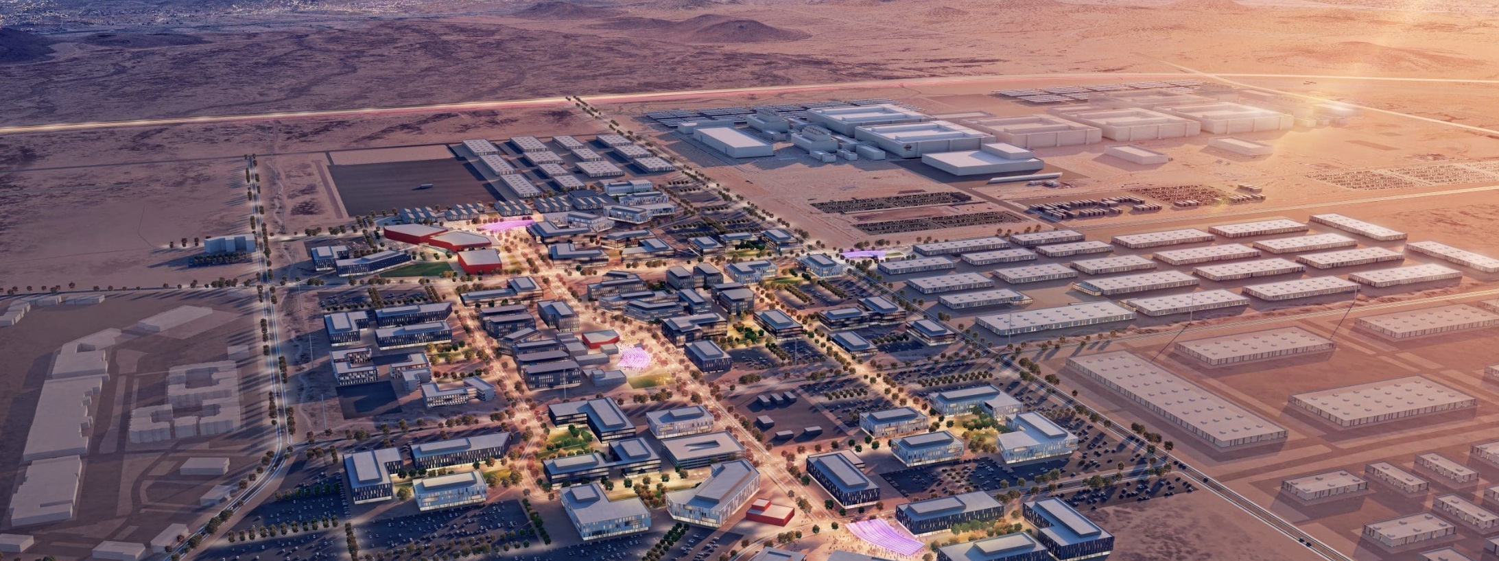 Rendering of the planned Halo Vista development near TSMC with office, industrial, commercial, & mixed-use districts across the desert site.