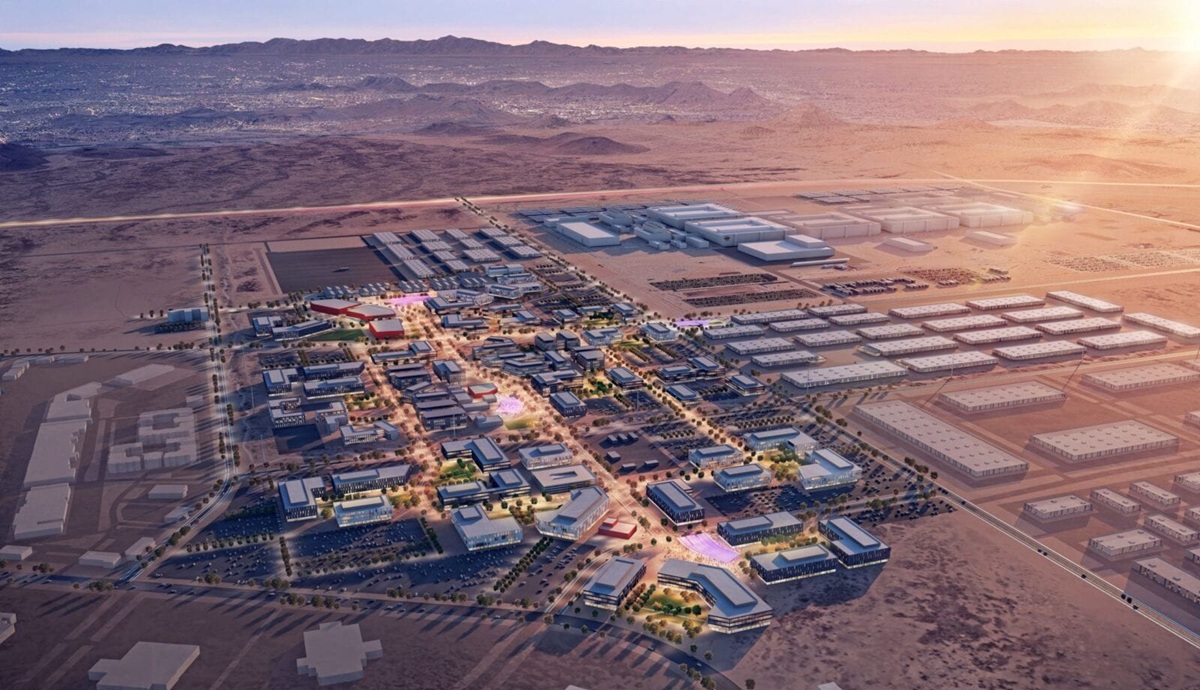 Rendering of the Halo Vista development in North Phoenix near TSMC, showing planned commercial, industrial, retail, and mixed-use areas.