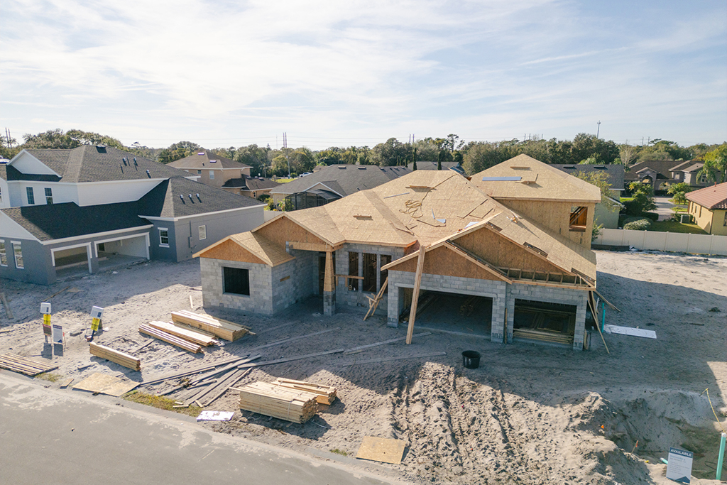 Florida Multigenerational Home Under Construction New construction multigenerational home being built Florida