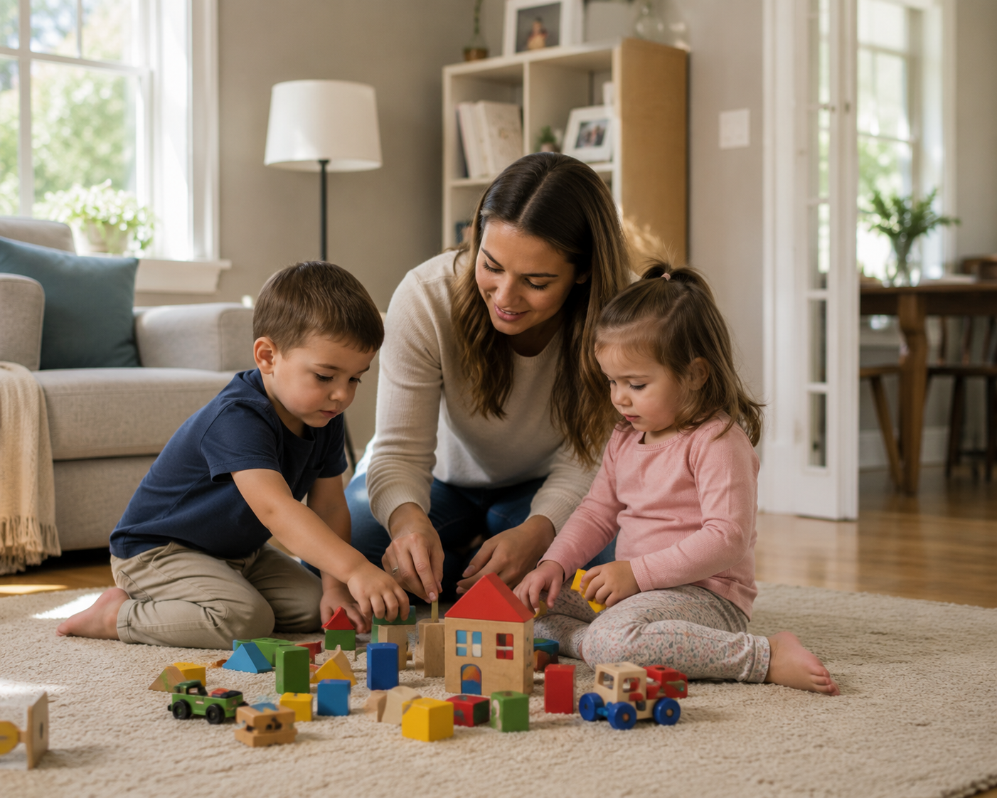 Children playing in a Florida multigenerational home