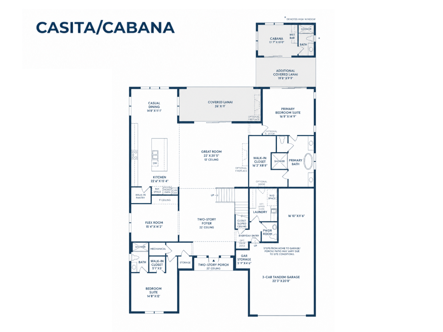 Casita / cabana floor plan example &mdash; a detached guest room with a bathroom but no kitchen