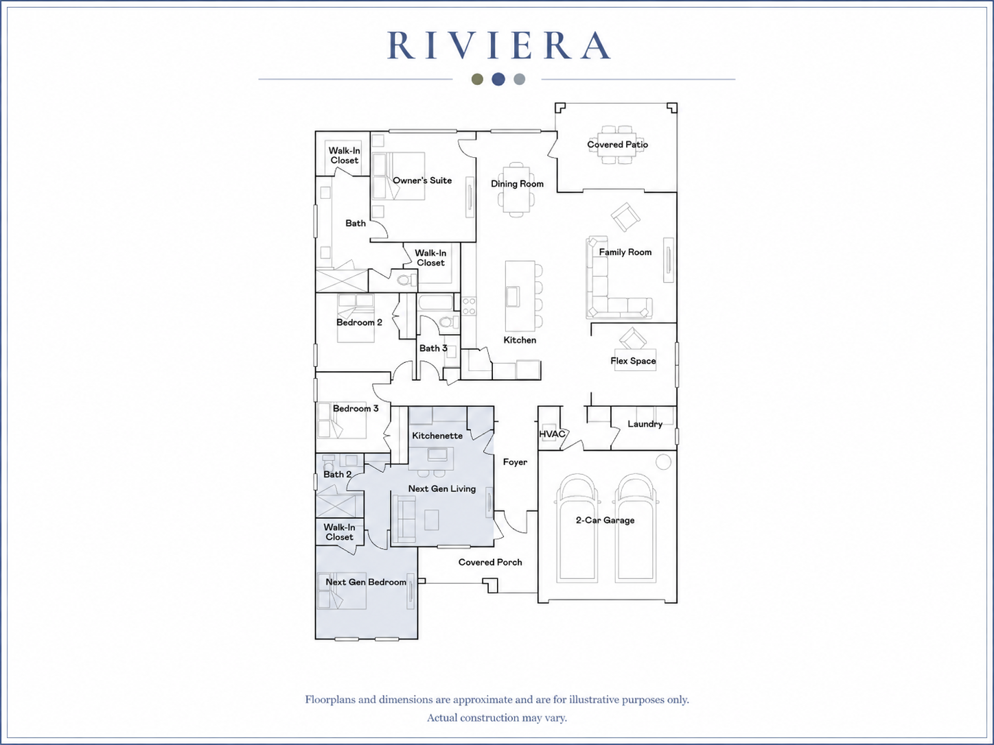 Lennar Riviera Next Gen floor plan, single-story with private in-law suite