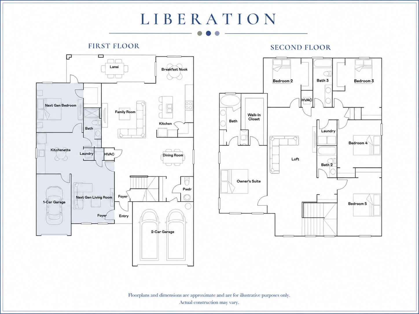 Lennar Liberation Next Gen floor plan, six-bedroom home with in-law suite that has its own garage