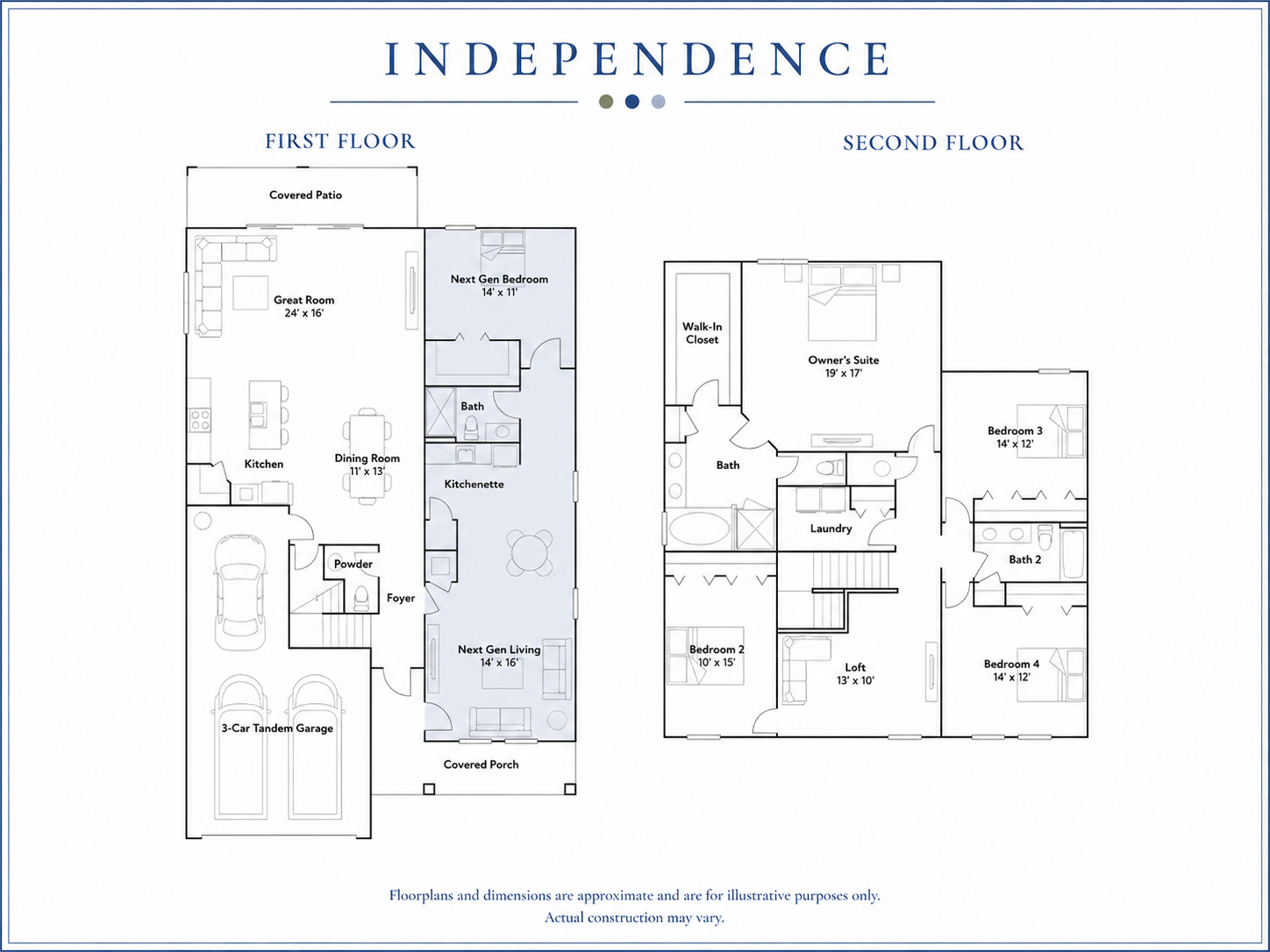 Lennar Independence Next Gen two-story floor plan, from 3,385 square feet, 5 bedroom