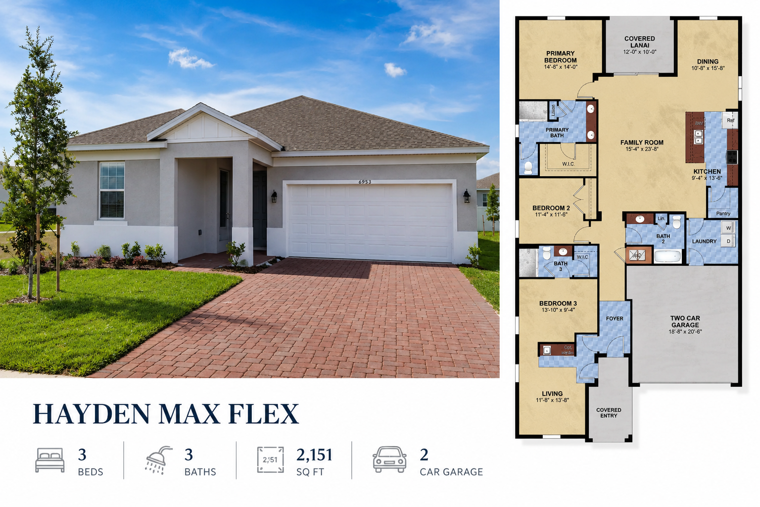 Trinity Family Builders Hayden Max Flex floor plan showing the in-law suite layout