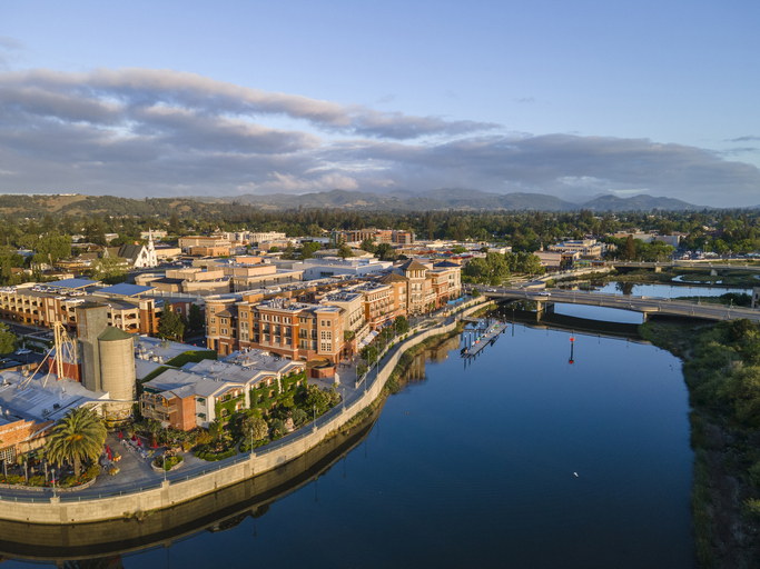 Napa, California downtown aerial