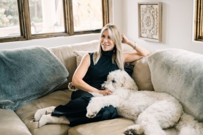 Julie Wyss and her dog, Bodie relaxing at home.