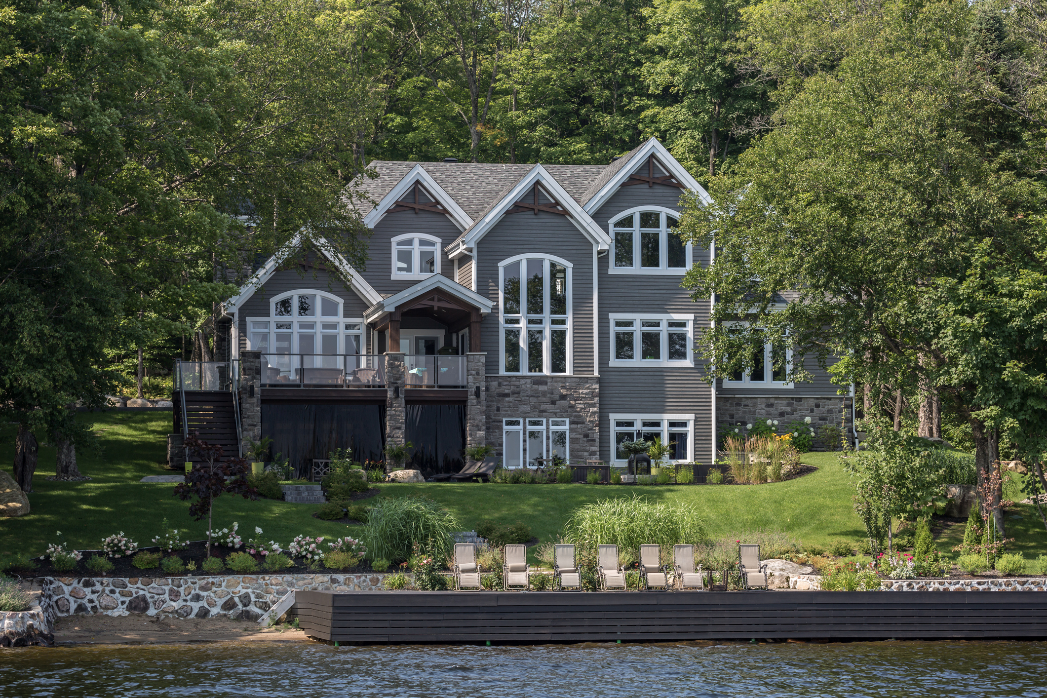 Lakefront Luxury Property on Sunny Day of Summer