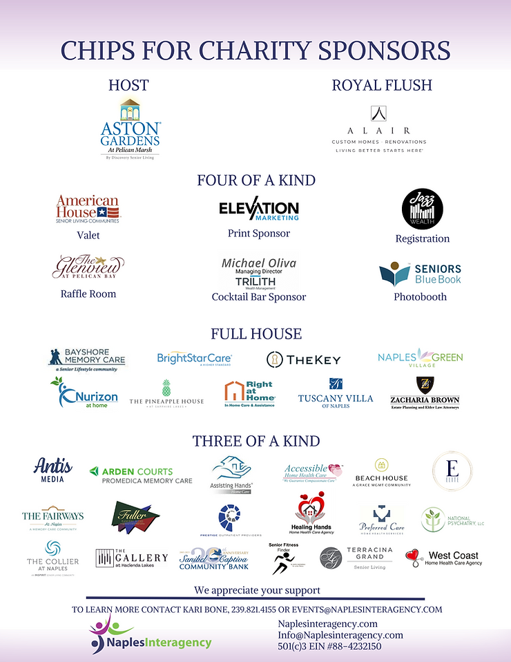 Chips for Charity Sponsors
