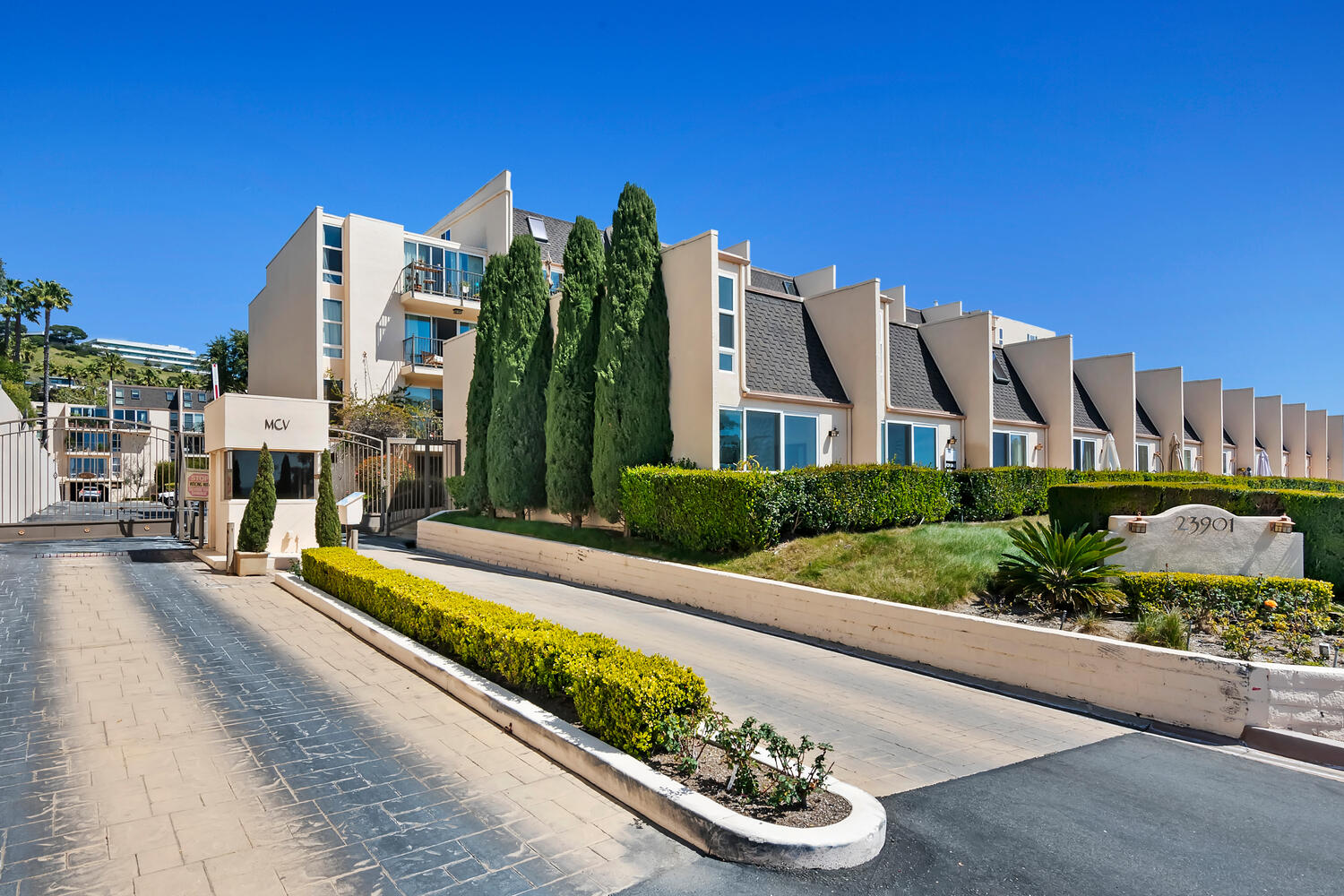 Exterior view of 23901 Civic Center Way condominiums in Malibu.