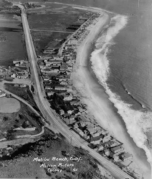 Historic 1932 aerial photo of Malibu Colony beachfront homes