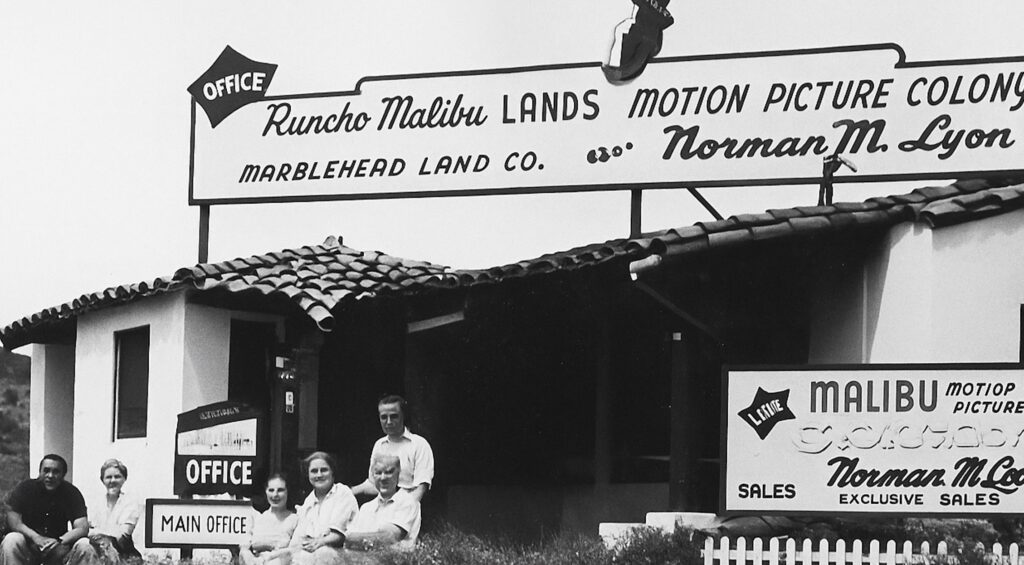Norman M. Lyon outside the Marblehead Land Co. Rancho Malibu office.