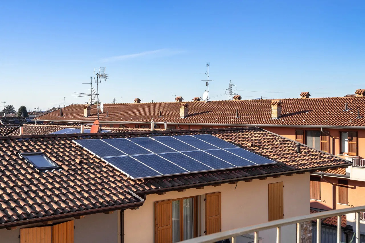 solar panels on suburban italian home