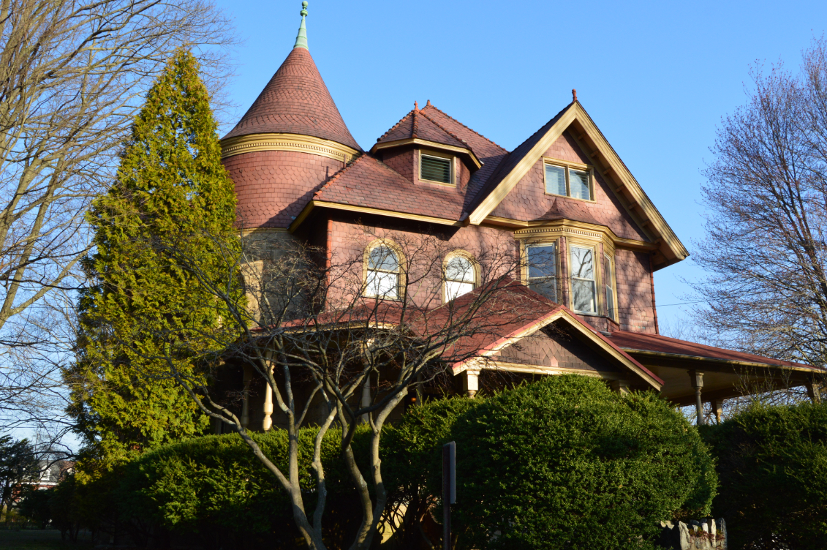 Historic Glenside Victorian home exterior with turret and landscaping