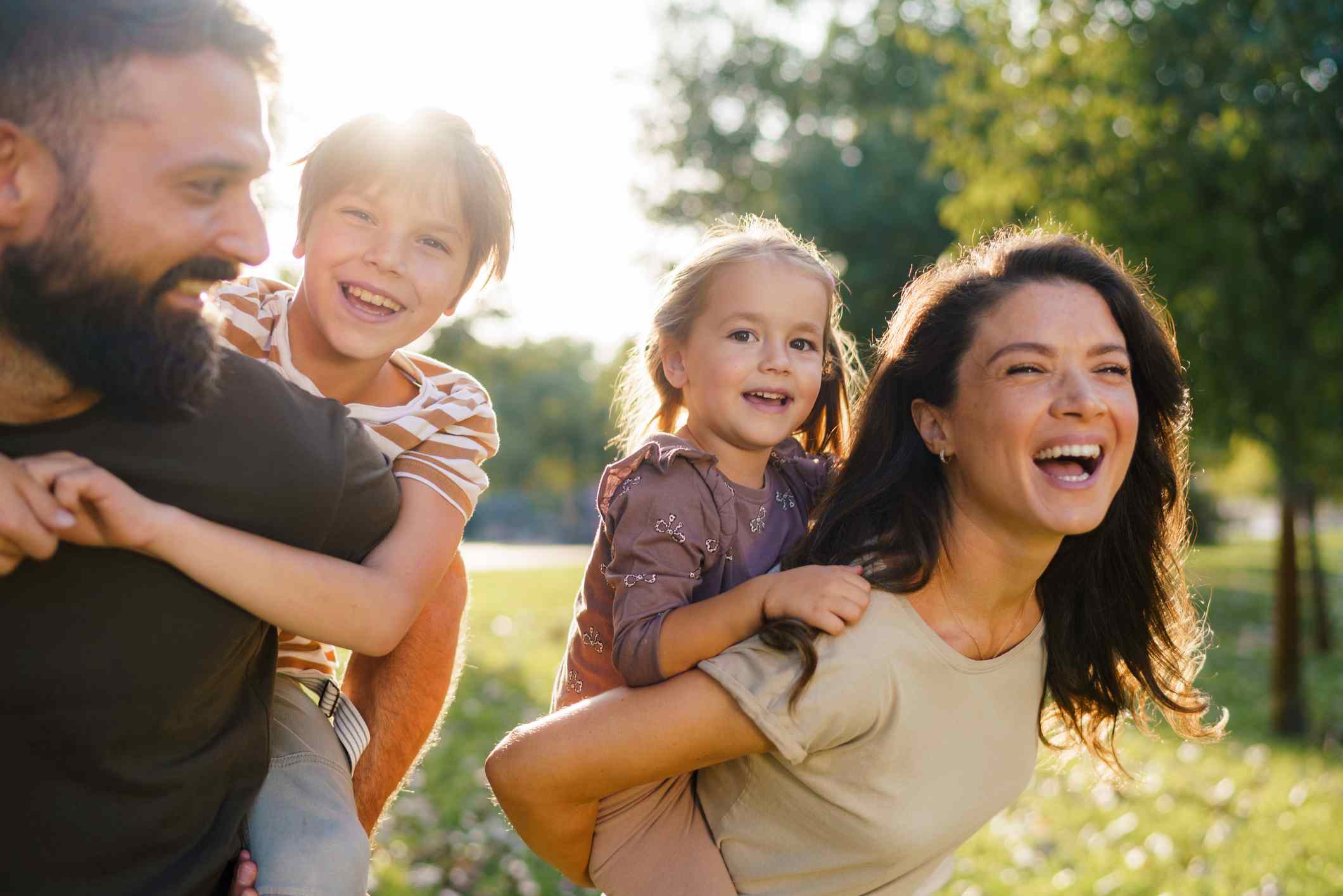 Family enjoying time outdoors in a park