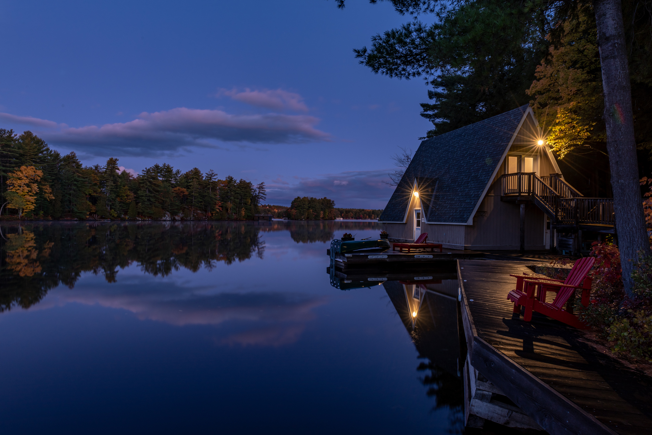 An evening lake view reflecting the seasonal lifestyle in Muskoka