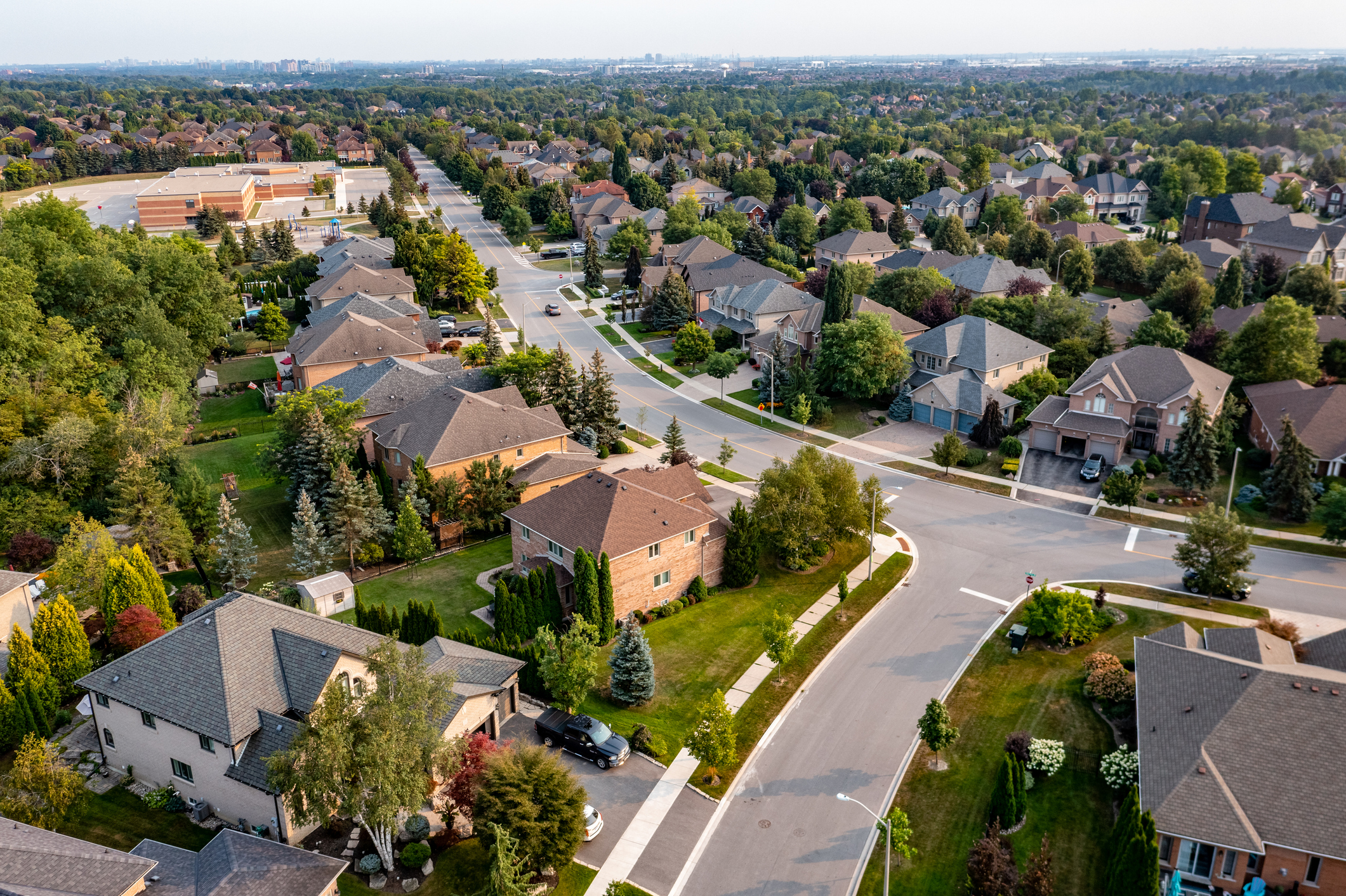 Aerial view of residential homes in Vaughan, Ontario