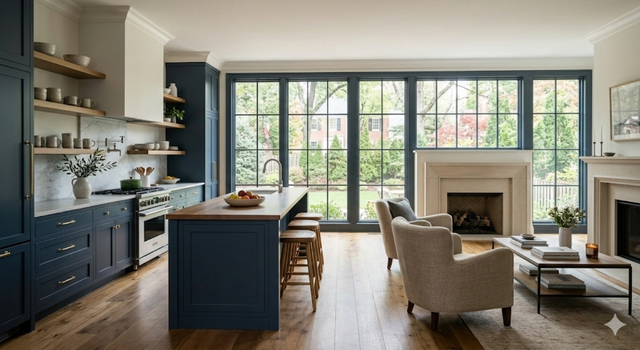 Bright upscale kitchen and living space in Washington DC metro area home for move up buyers