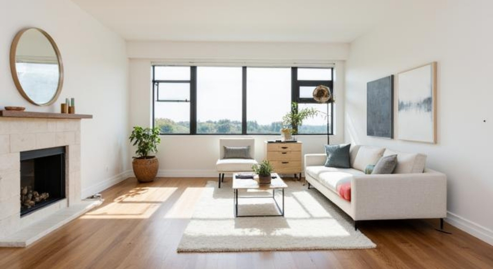Staged estate home interior with modern neutral design