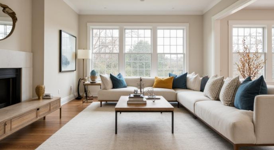 Real estate advisor guiding family during estate sale in Washington DC home