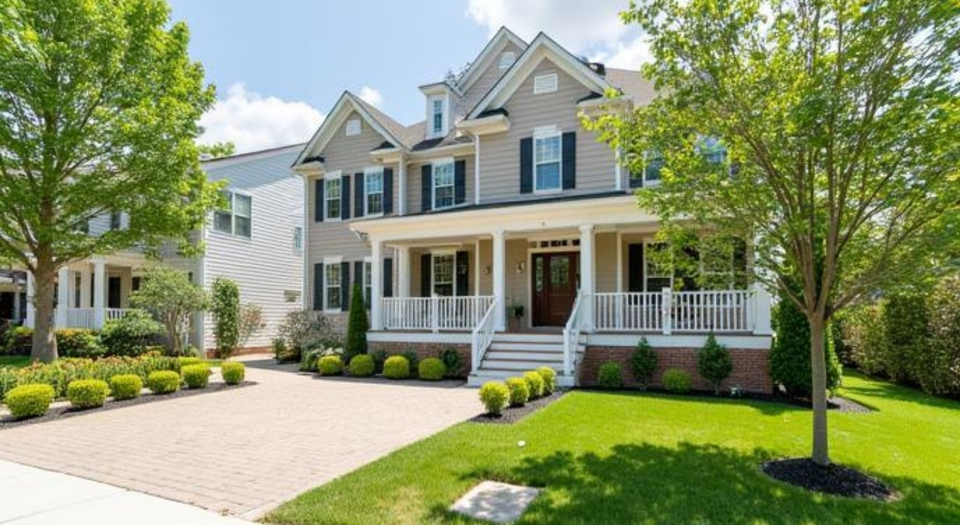 Landscaped front yard and exterior of a Washington DC home