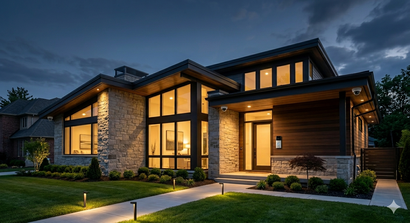 Modern Washington DC home with smart security features for empty nesters including cameras and lighting