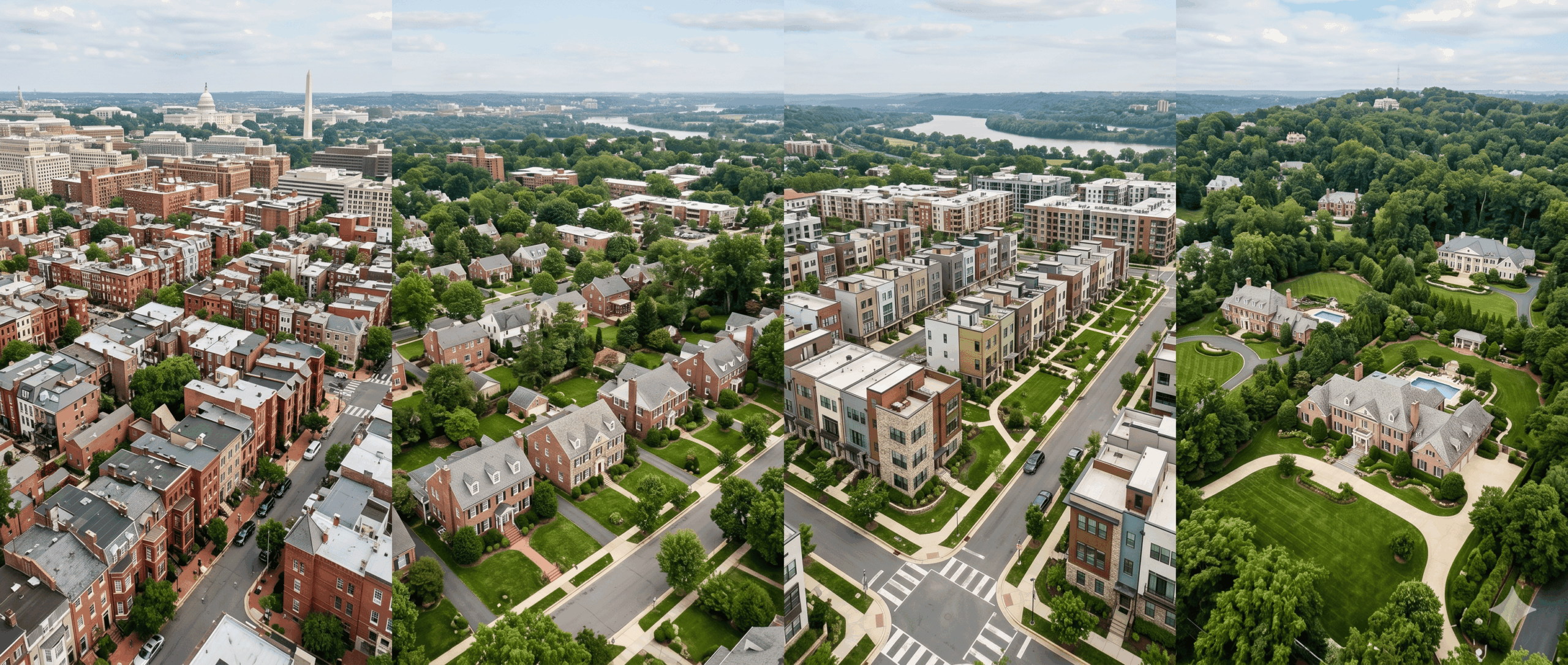 Diverse residential architecture showing Washington DC Bethesda Arlington and McLean housing styles