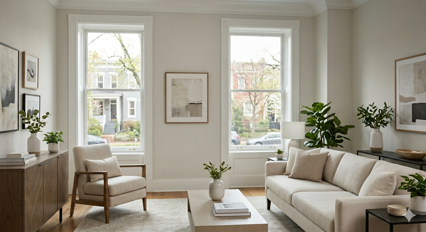 Empty nester using smartphone to manage smart home security system in a DC area home