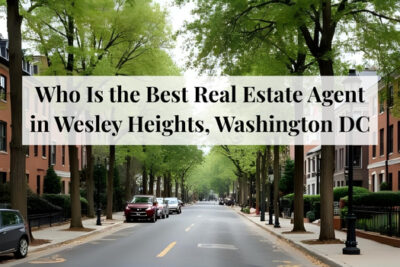 Residential street with single-family homes in Wesley Heights, Washington DC.